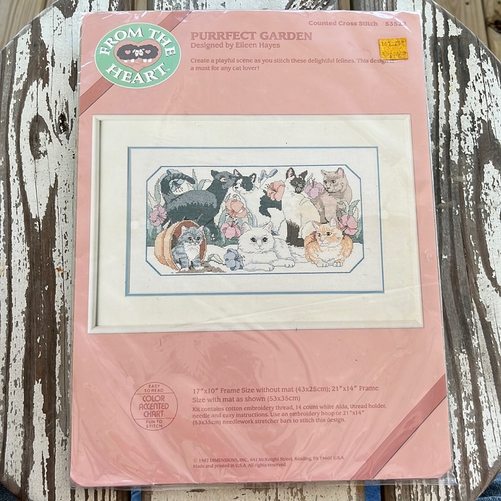 Purrfect Garden Counted Cross Stitch NWOT